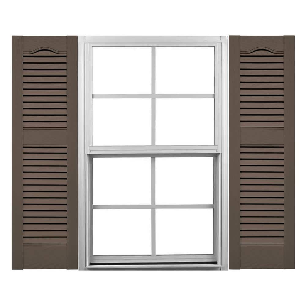 TailorMade 12 in. W x 68 in. H Louvered Vinyl Shutters Pair in French Roast price history on PriceWatchPro