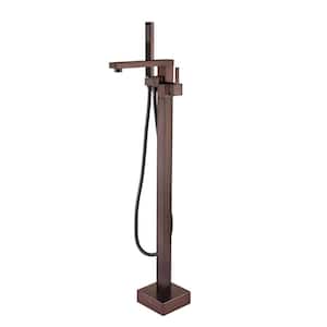 Single-Handle High Flow Freestanding Floor Mount Tub Faucet with Hand Shower in Oil Rubbed Bronze