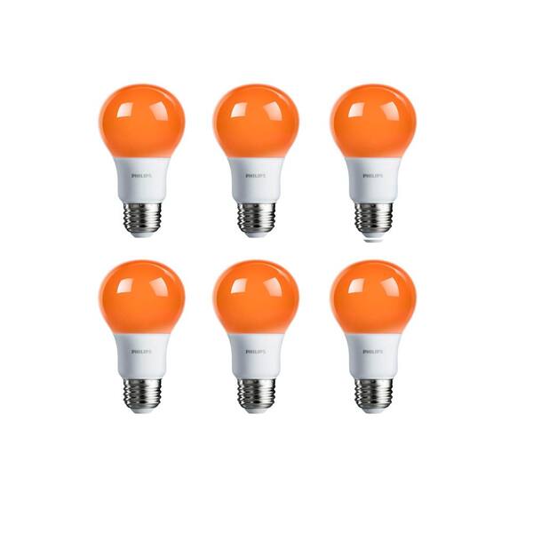 Philips 60-Watt Equivalent A19 Non-Dimmable Orange LED Colored Light Bulb (6-Pack)