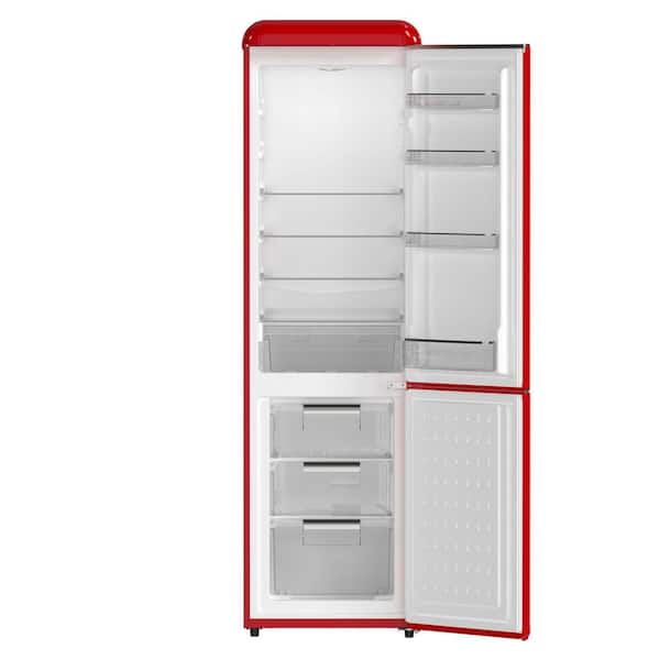 Forno Storico 22 in. Retro Bottom Freezer Fridge in Red, 9 cu. Ft