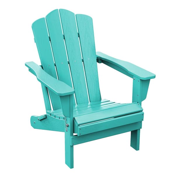 JEAREY HDPE Classic Aruba Blue Folding Plastic Adirondack Chair (1-Pack)