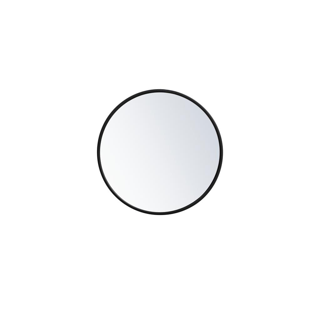 Small Round Black Modern Mirror (18 in. H x 18 in. W)