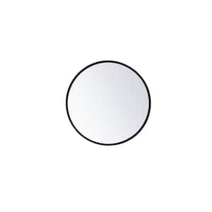 Small Round Black Modern Mirror (18 in. H x 18 in. W)