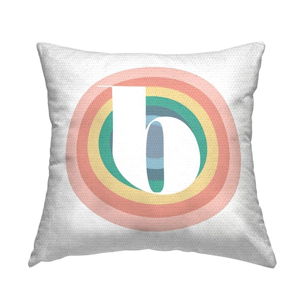 Stupell Industries Rainbow Circle Letter B Square Outdoor Throw Pillow