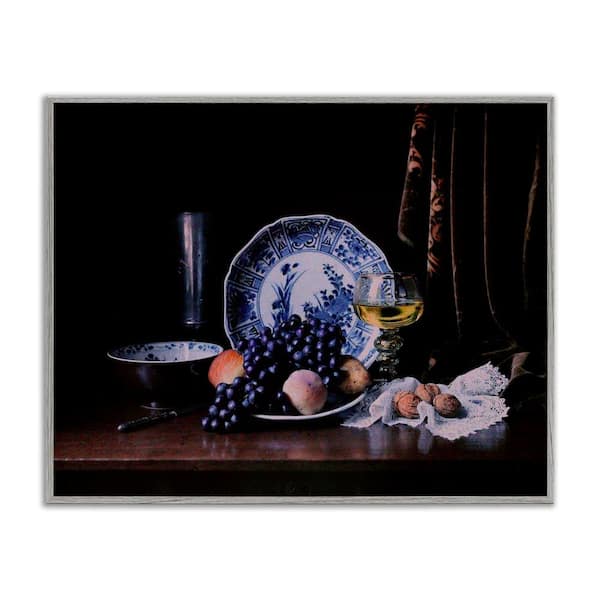 Stupell Industries Baroque Still Life by Unknown Gray Framed Food Giclee Art Print 11 in. x 14 in.