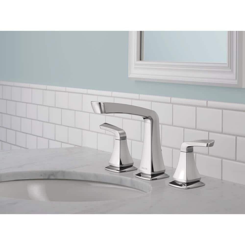Delta Vesna Sleek Chrome Widespread Bathroom Faucet with Drain Catch
