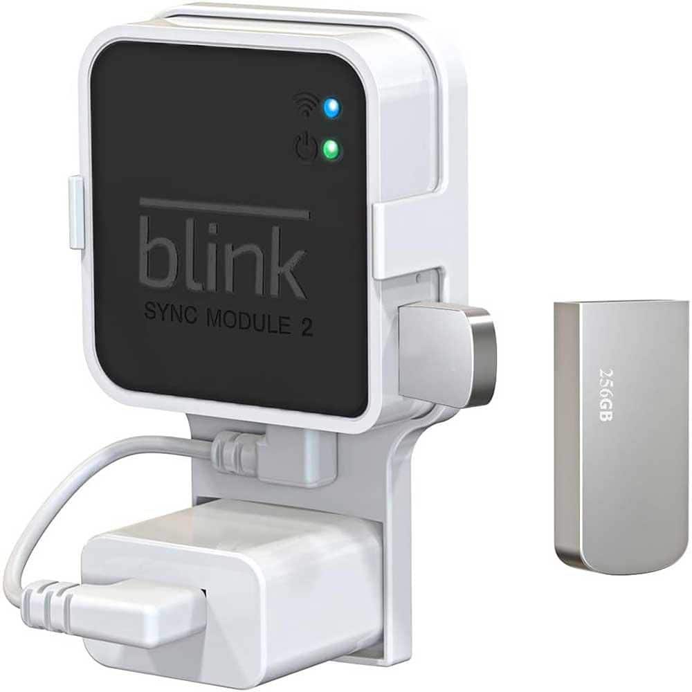 256 GB USB Flash Drive with Outlet Mount for Sync Module, Space-Saving Brac