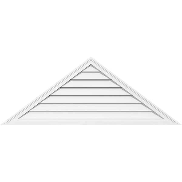 Ekena Millwork 74" x 18-1/2" Triangle Surface Mount PVC Gable Vent 6/12 Pitch: Functional with Brickmould Frame