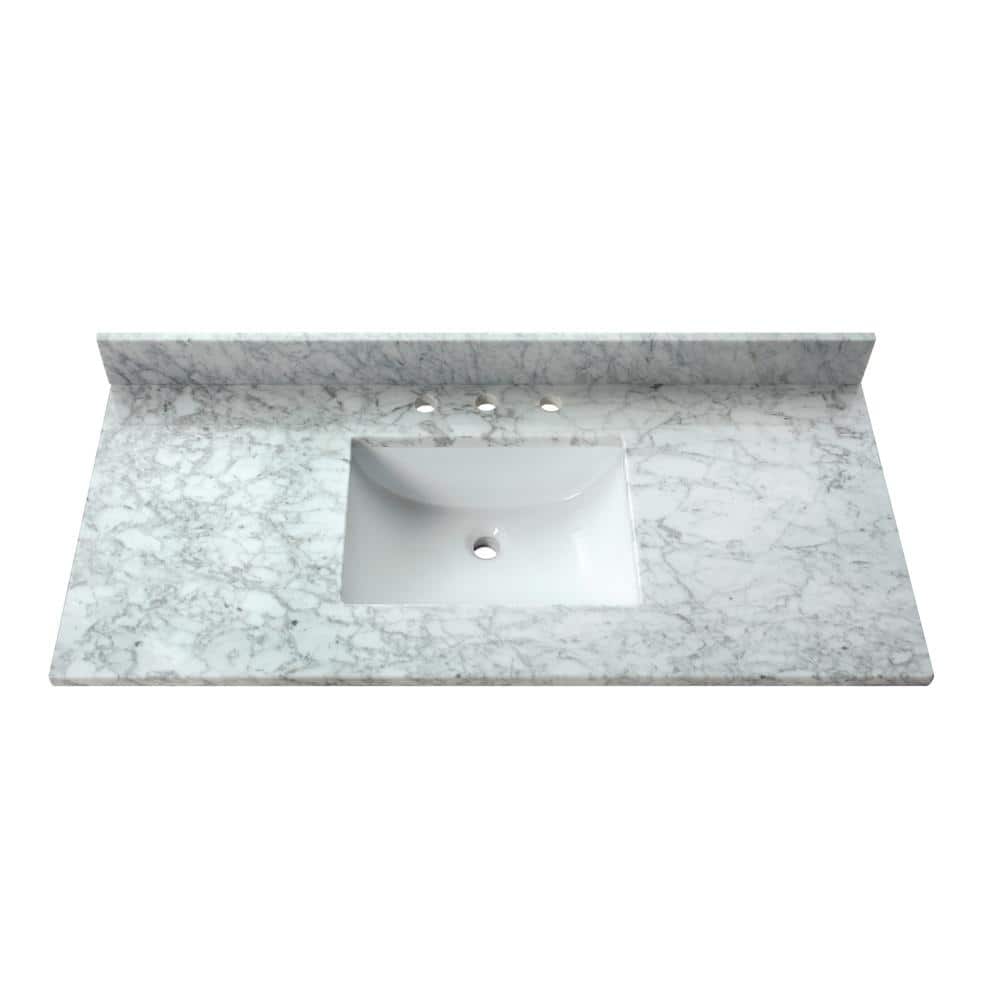 43'' Carrara White Marble Vanity Top with Ceramic Sink