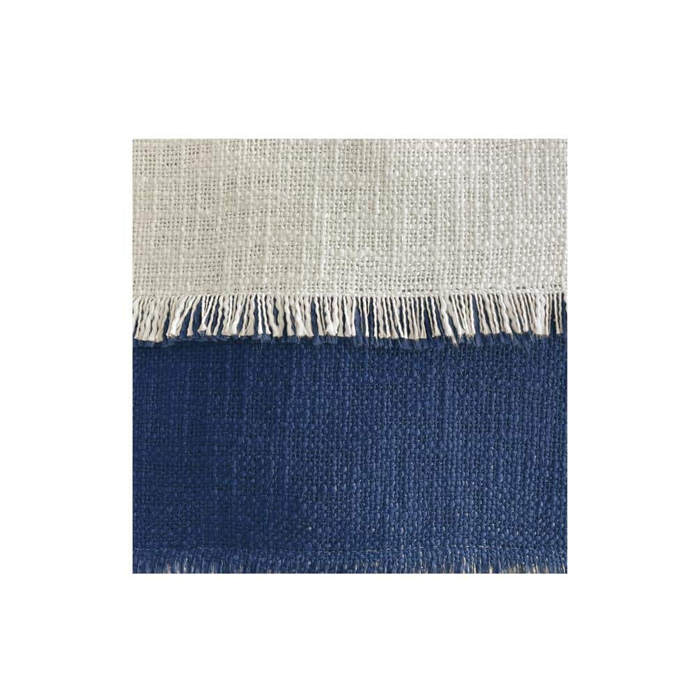 Navy Blue and Off-White Cotton Square Throw Pillow 18x18"