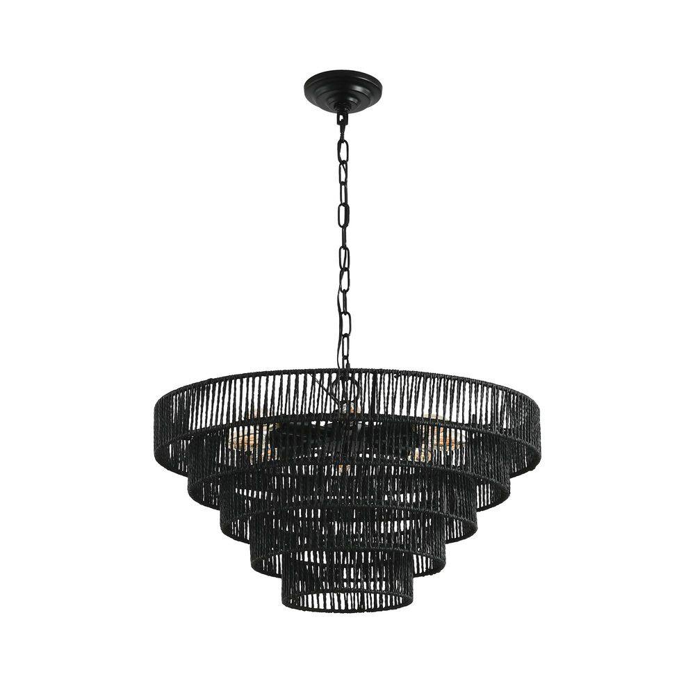 Avex 5-Tier 8-Light Black Boho Hemp Rope Pendant Light with Natural Rope Shade, No Bulbs Included price history on PriceWatchPro