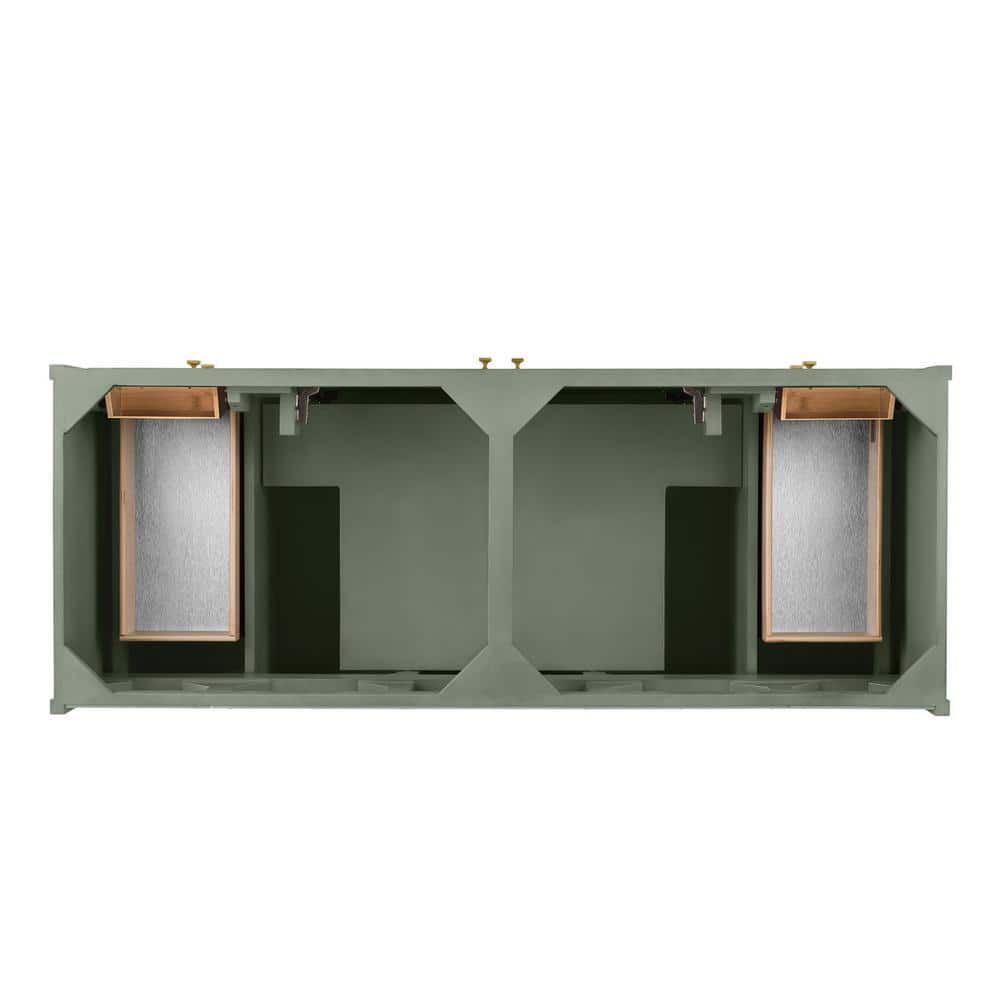 Smokey Celadon 60" Double Vanity with Brass Accents
