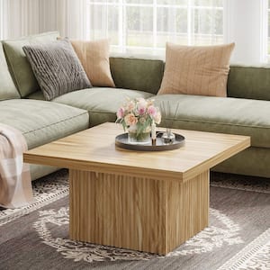 BYBLIGHT Allan 31 in. Brown Square Wood Coffee Table with