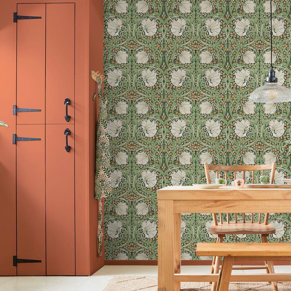 Pimpernel Green Floral Hand Block Printed Wallpaper