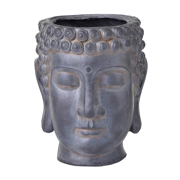 Litton Lane 13 in. x 16 in. Grey MGO Ceramic Traditional Planter