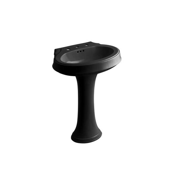 KOHLER Leighton Pedestal Lavatory with 8 in. Centers in Black Black-DISCONTINUED