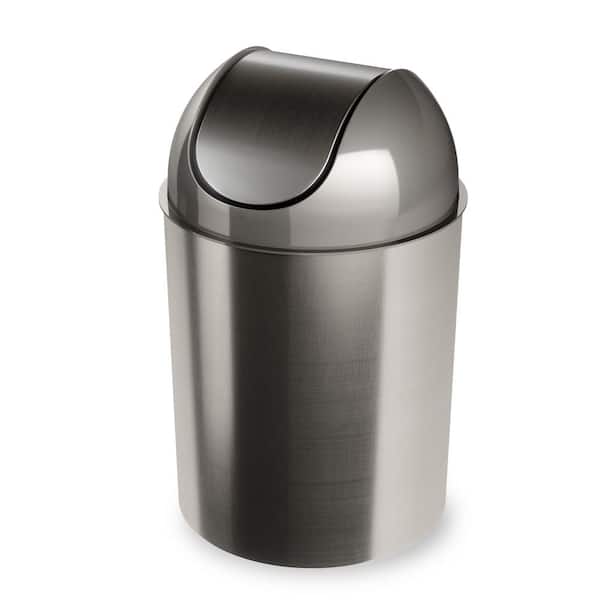 9 L Umbra Mezzo Swing-Top Waste 3PC Trash Can 2.5-Gallon BRUSHED NICKEL/SILVER 
