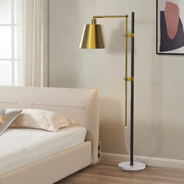 Maxax Caldwell 73 in. White Marble Standard Floor Lamp with Metal Lampshade.