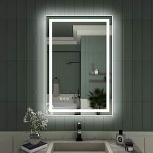 20 in. W x 30 in. H Rectangular Frameless LED Light Anti-Fog Wall Bathroom Vanity Mirror in Polished Crystal