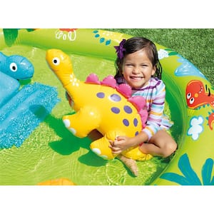 Little Dino Dinosaur Plastic Themed Inflatable Backyard Pool Play Center, Multi-Color