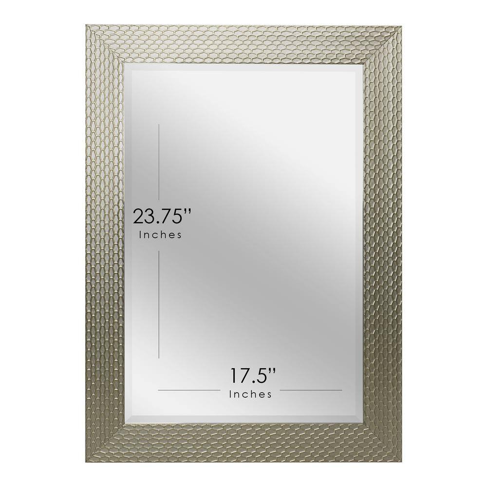Champagne Silver Honeycomb Beveled Rectangular Wall Mirror