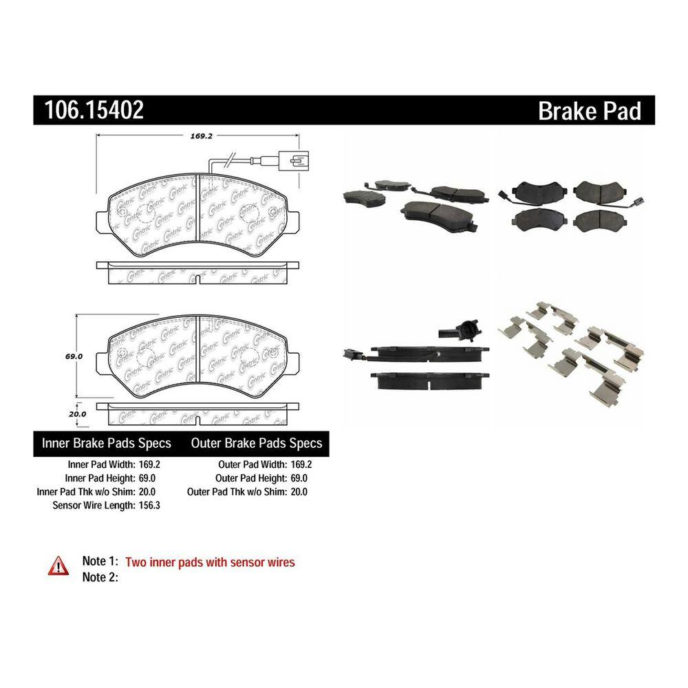 SET-CE102.07850 Centric Brake Pad Sets 4-Wheel Set Front & Rear New for Chevy