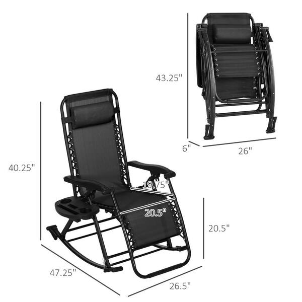 椅子 Folding rocking chair ITOPFOX Black Steel Outdoor Rocking Chair 2-Pieces, Foldable