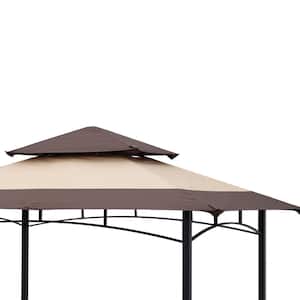 8 ft. x 5 ft. Outdoor 2-Tiers Grill Gazebo Steel Soft Top Canopy Tent with Hook and Bar Counters