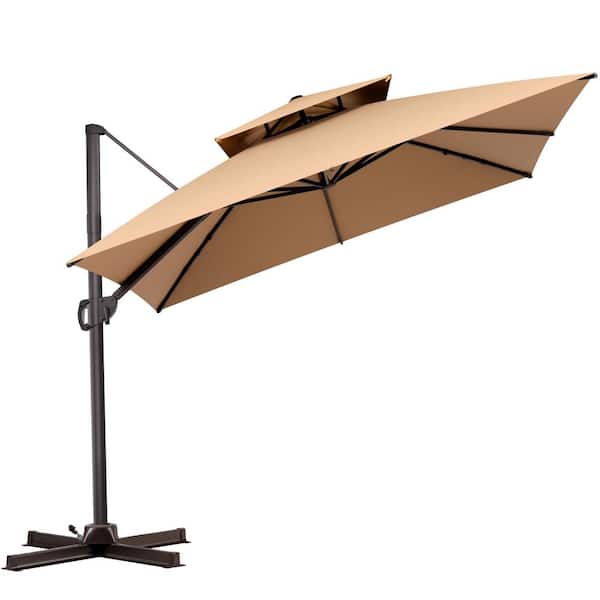 9ft. patio umbrella JEAREY 9 ft. x 9 ft. Square Aluminum Cantilever Tilt Patio Umbrella in  Orange 9*9SDYLM-Orange