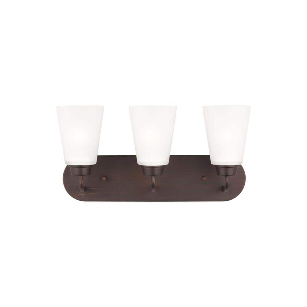 Kerrville 18 in. 3-Light Bronze Traditional Transitional Bathroom Vanity Light with Satin Etched Glass Shades price history on PriceWatchPro