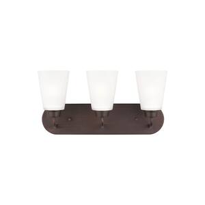 Kerrville 18 in. 3-Light Bronze Traditional Transitional Bathroom Vanity Light with Dimmable LED Light Bulbs