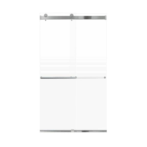 Transolid Brianna 48 in. W x 80 in. H Sliding Frameless Shower Door in Polished Chrome Finish with Frosted Glass