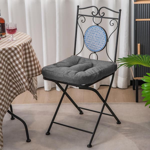 4-Pieces Grey Patio Dining Chair Cushions U-Shaped Chair Pads Non-Slip Bottom