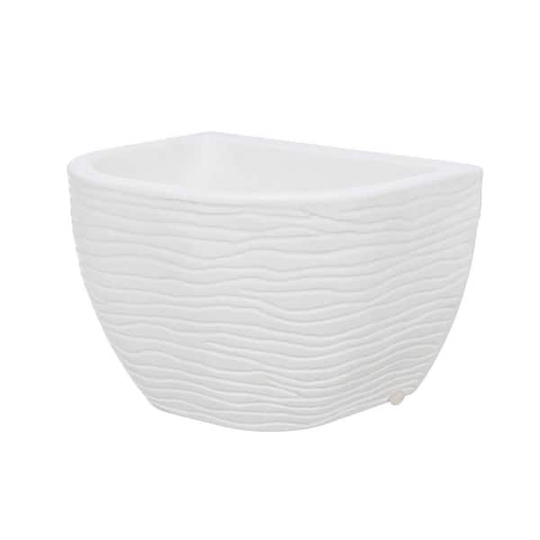 FLORIDIS Small White Plastic Resin Indoor and Outdoor Wall Planter