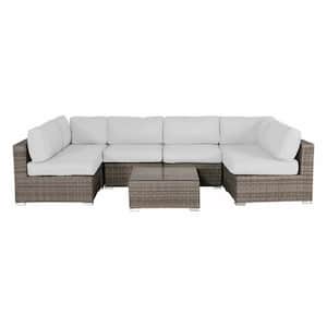 7-Piece Aluminum Outdoor Sectional Sofa Set with Sunbrella Canvas Cushions