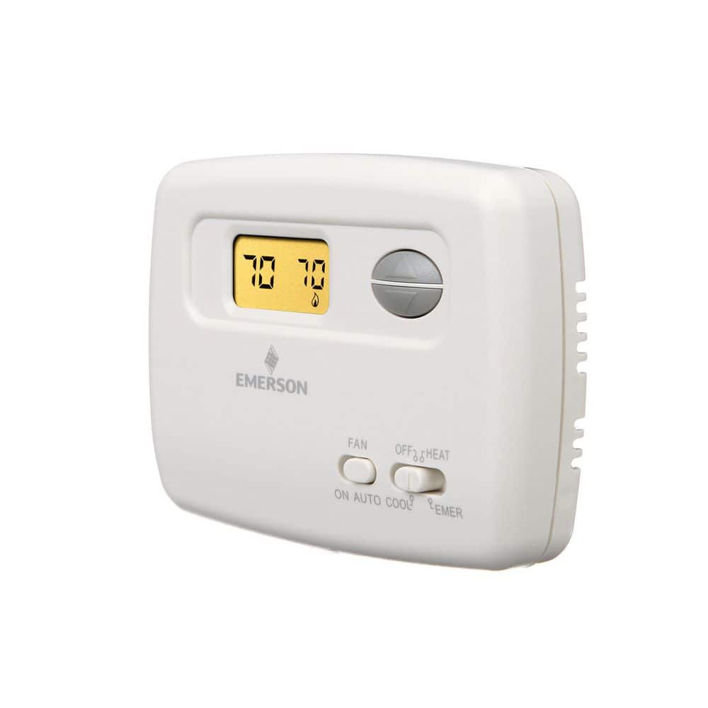White Digital Rectangular Non-Programmable Heat Pump Thermostat
