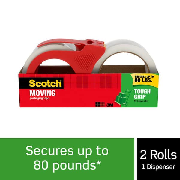 Scotch Tough Grip Moving Packaging Tape 1.88" x 54.6 yds 2 Rolls/Pk With 