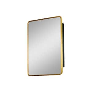 ASY 20 in. W x 28 in. H Rectangular Gold Framed Recessed or Surface Mount Medicine Cabinet with Mirror