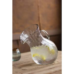4.8 Qt. Clear Glass Pitcher Tilted with Ribbed Design