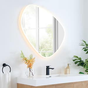 Rasso 39 in. W x 38 in. H Medium Novelty/Specialty Frameless LED Light Wall Bathroom Vanity Mirror in Clear Glass