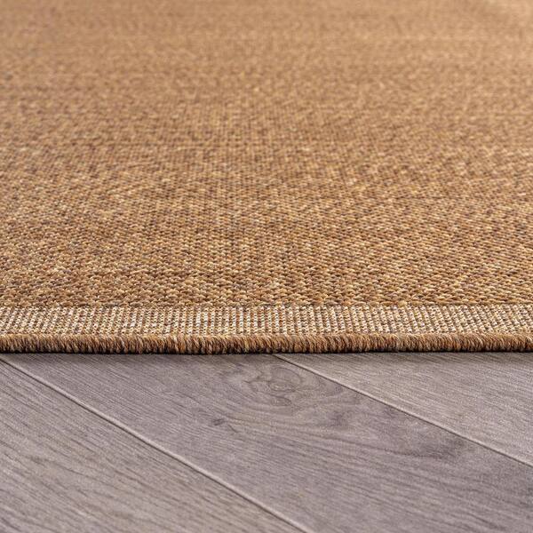 Border Sand/Natural Easy-Care Jute-Style Indoor/Outdoor Flat Woven 7 ft. 10 in. x 10 ft. Sand Area Rug