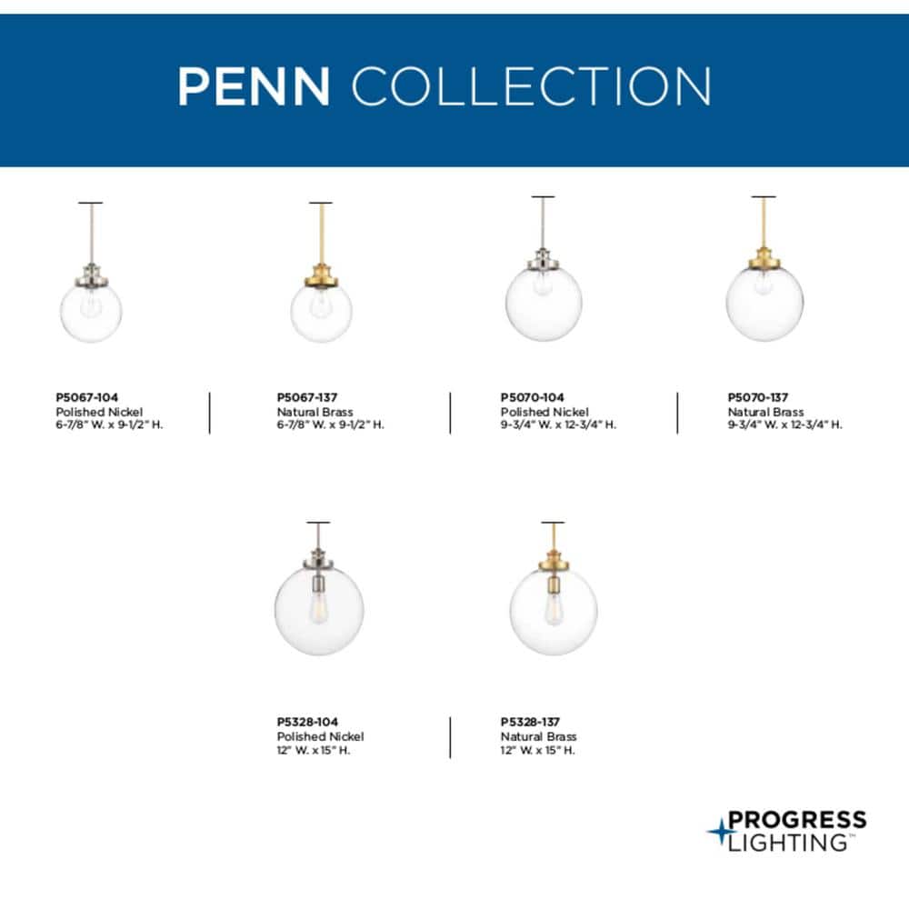 Polished Nickel & Clear Glass 12.75" Farmhouse Globe Pendant Light