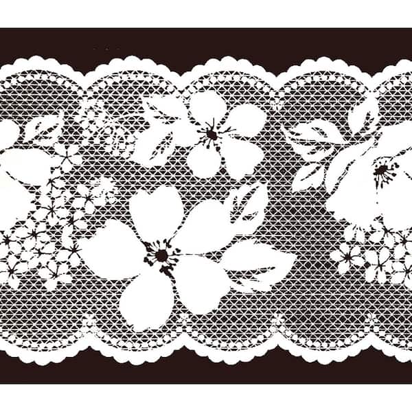 Dundee Deco Falkirk McGhee Peel and Stick Floral White Blooming Flowers Self Adhesive Window Sticker Wallpaper Border