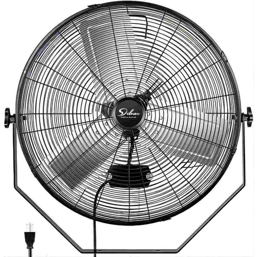 24 in. 3-speed Switches, industrial Wall-Mount Fan in Black with Adjustable