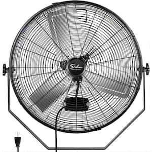 24 in. 3-speed Switches, industrial Wall-Mount Fan in Black with Adjustable Tilt