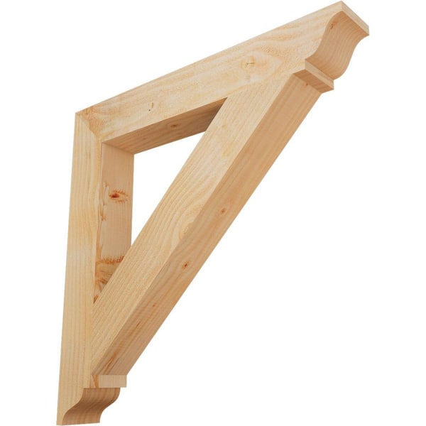 Ekena Millwork 4 in. x 28 in. x 28 in. Douglas Fir Traditional Rough Sawn Bracket