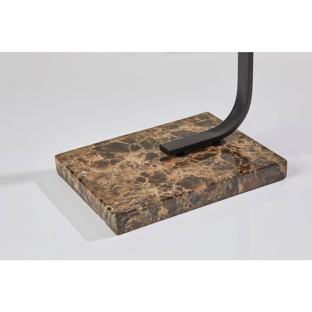 Bernard Arc Floor Lamp with Black Finish and Brown Marble Base