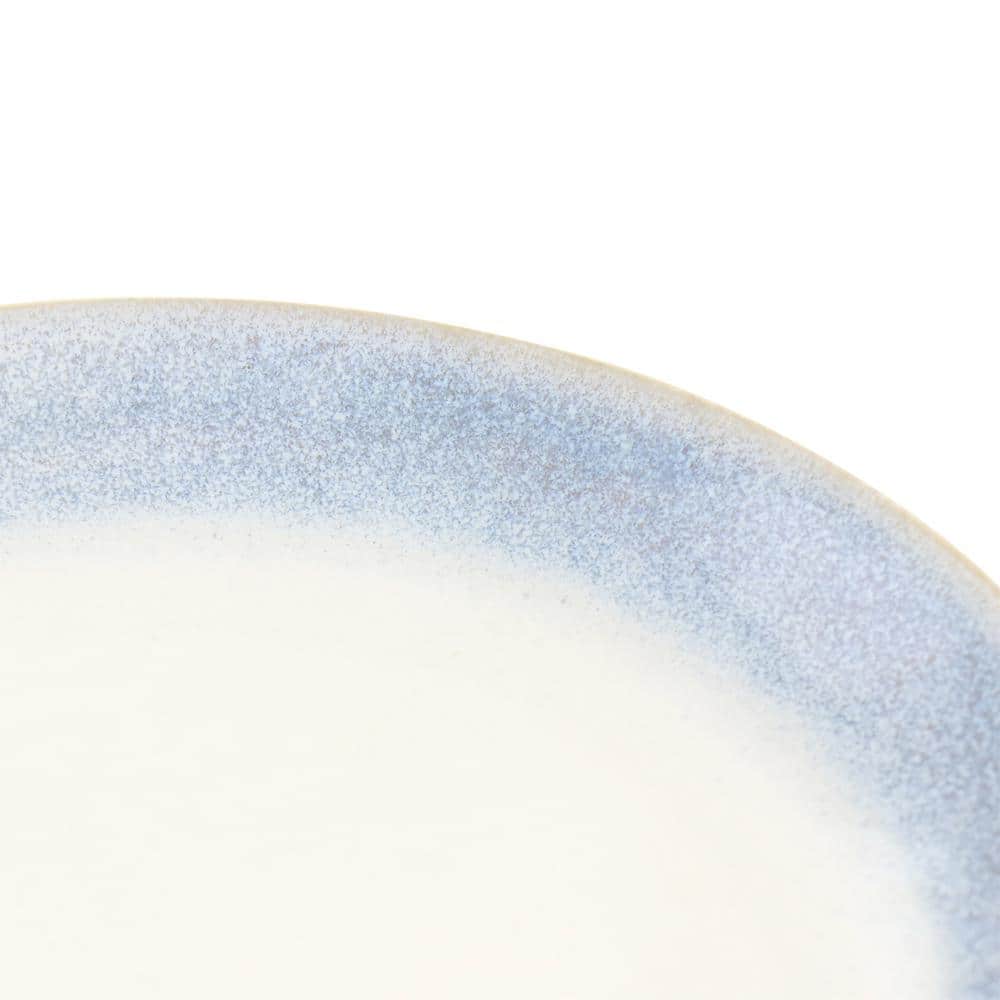 8.25" Off-White and Blue Ceramic Salad Plates, Set of 6