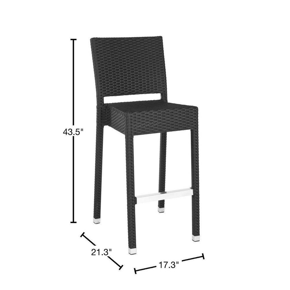 Bethel Black Wicker and Aluminum Bar Stool