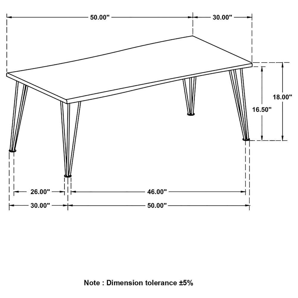 Natural Acacia Wood Rectangular Coffee Table with Black Metal Hairpin Legs